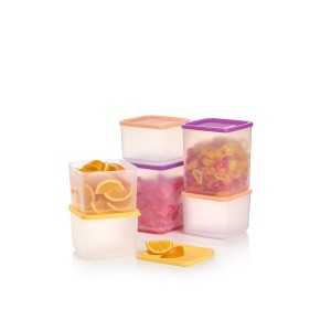 Tupperware Basic Bright Square 6-pc. Set Wild Mulberry Refrigerator Storage | YOQFH9728