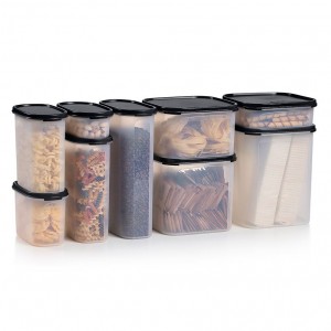 Tupperware Modular Mates Oval & Square Set Black Dry Storage | QYCPT1734
