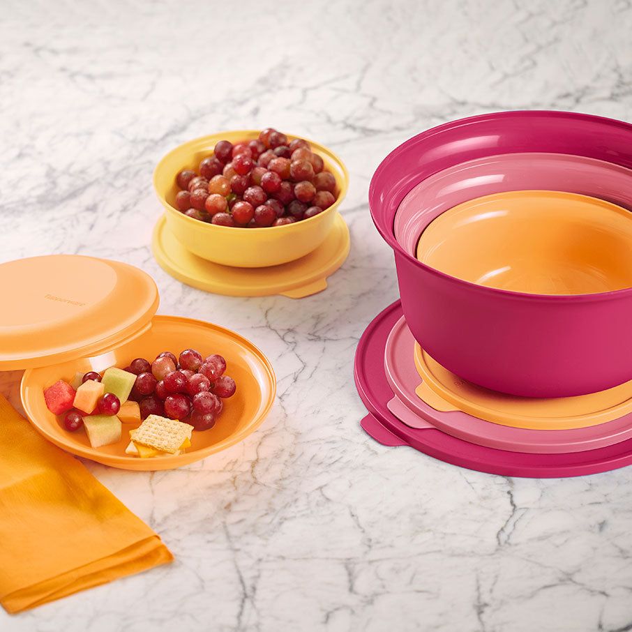 Tupperware Aloha Home Serving Collection Orange Plates and Bowls | VSFNU8574