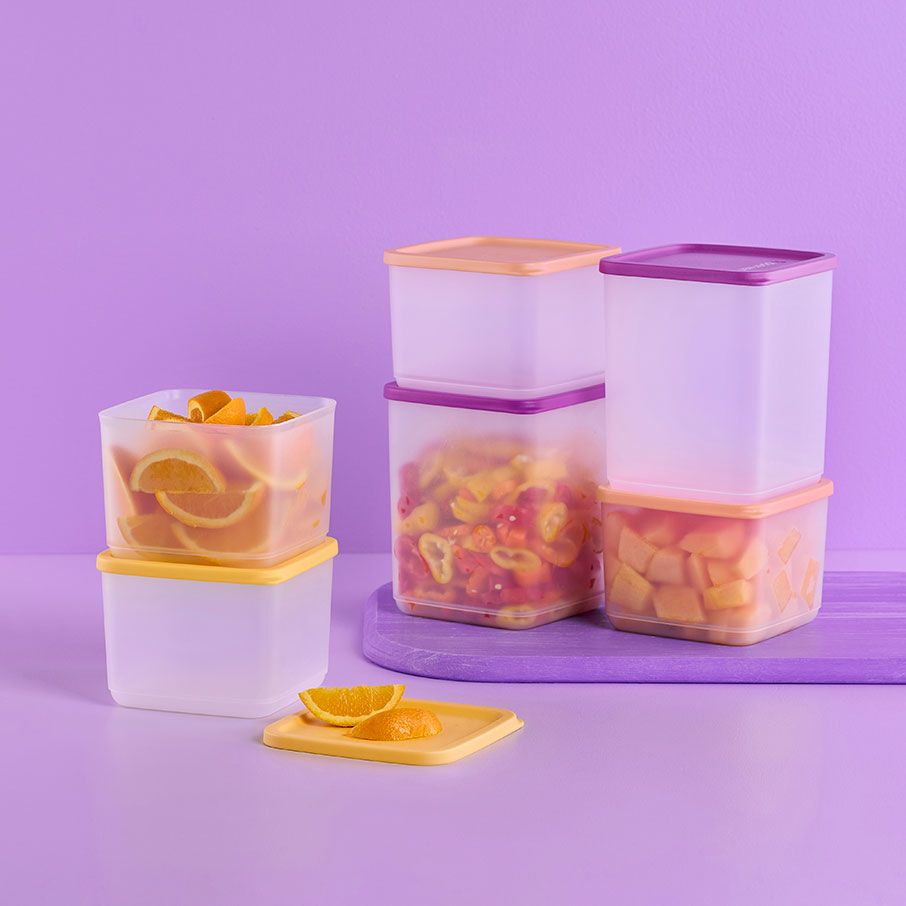 Tupperware Basic Bright Square 6-pc. Set Wild Mulberry Refrigerator Storage | YOQFH9728