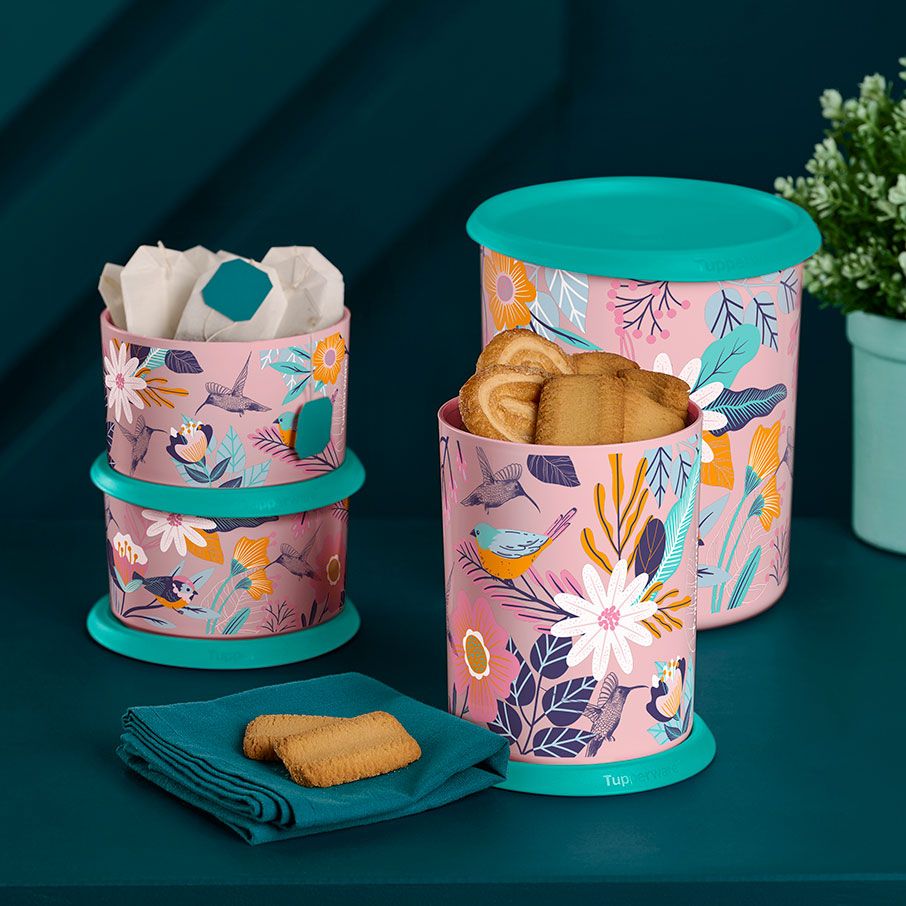 Tupperware Blushing Meadow One Touch Canister Set Candy Floss Dry Storage | ASGZR4938