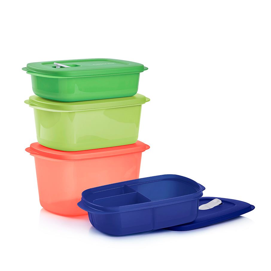 Tupperware Crystalwave 4-pc. Rectangular Set Blue Microwave Reheatable | ACLGY0352