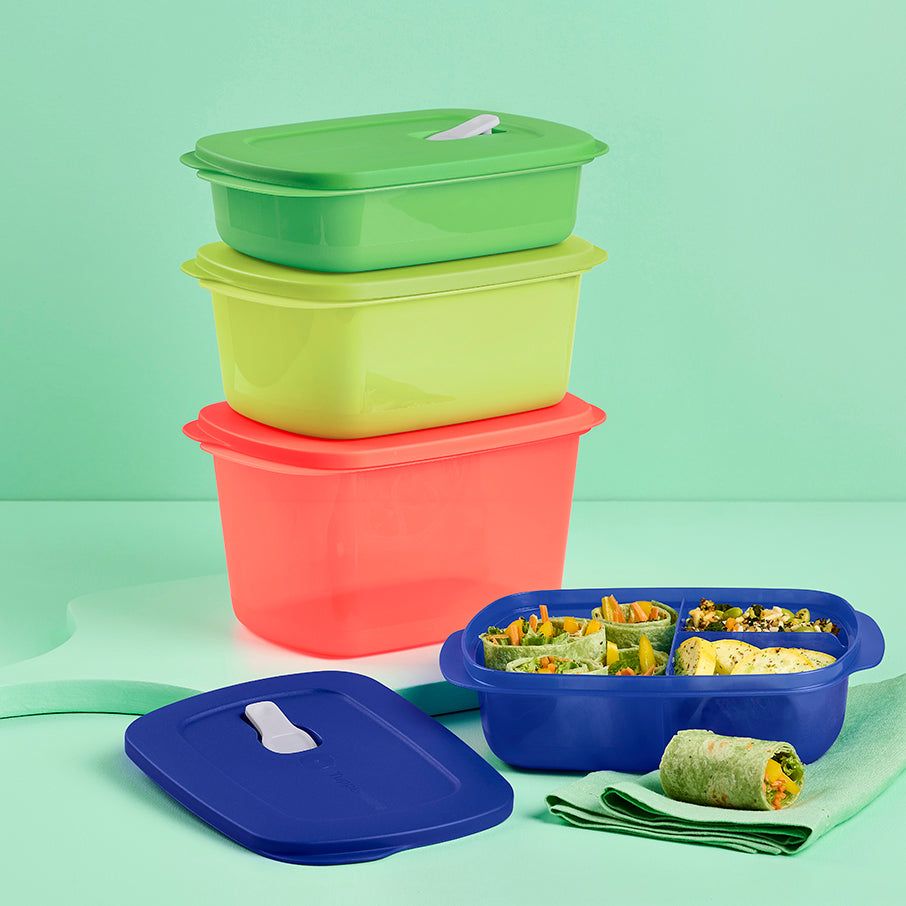 Tupperware Crystalwave 4-pc. Rectangular Set Blue Microwave Reheatable | ACLGY0352