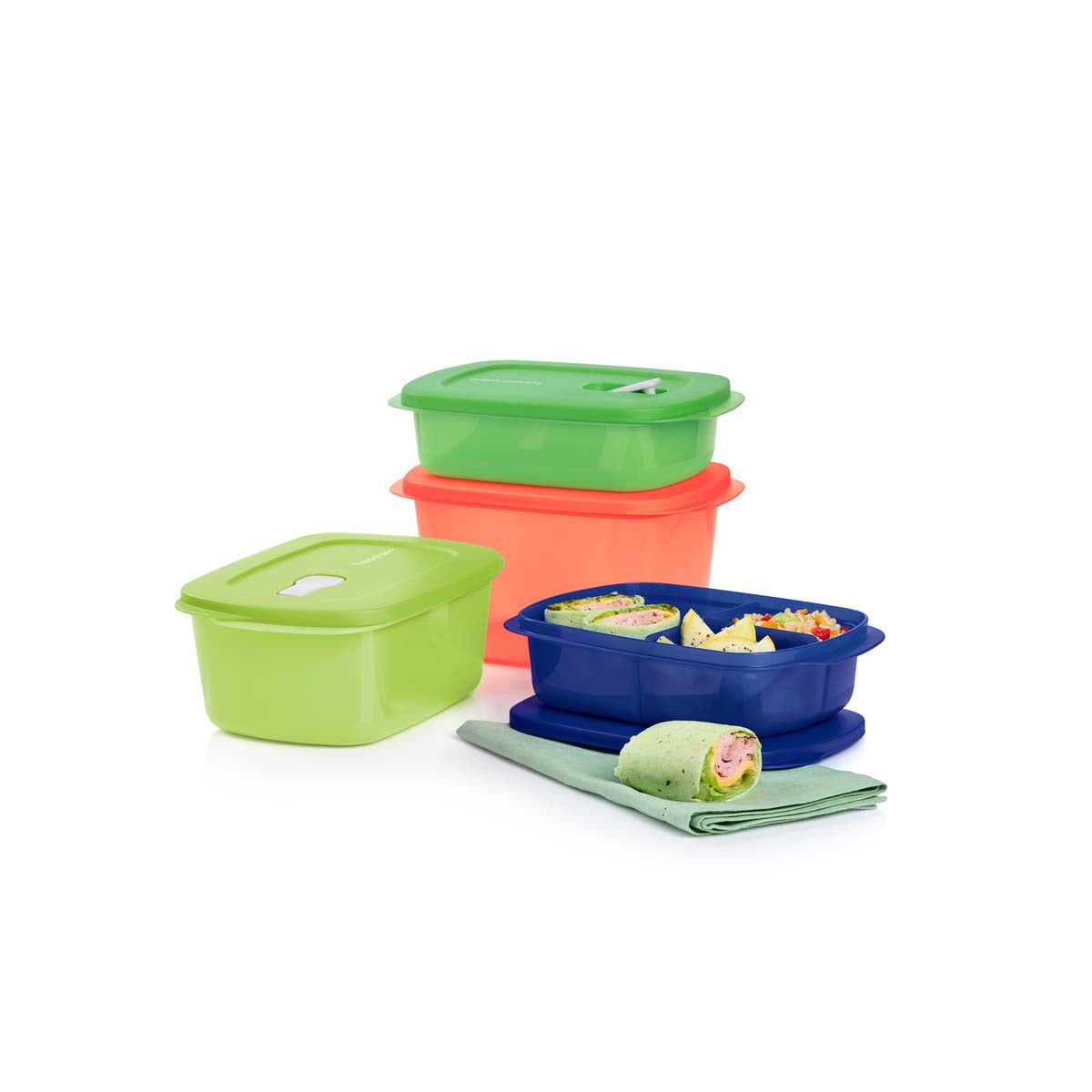 Tupperware Crystalwave 4-pc. Rectangular Set Blue Microwave Reheatable | ACLGY0352