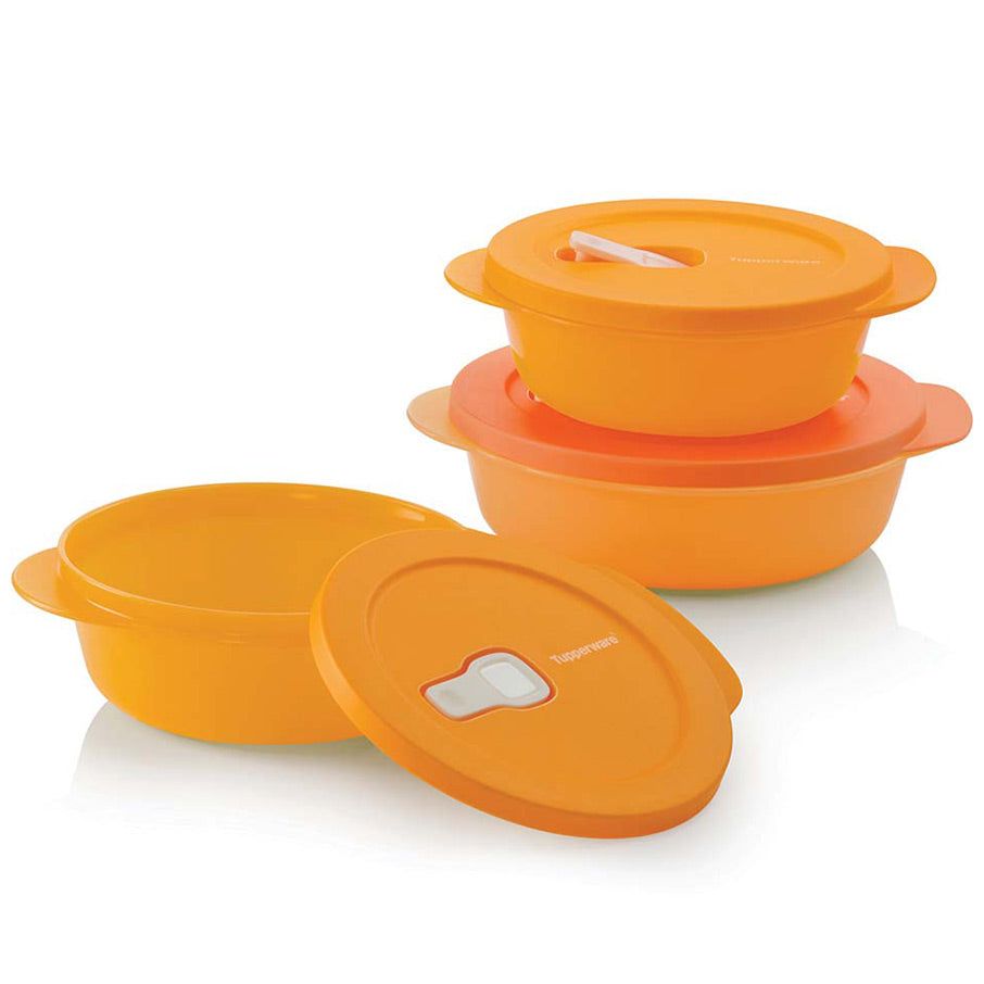 Tupperware Crystalwave Plus 3-pc. Set Brown Microwave Reheatable | ZDTQN0316