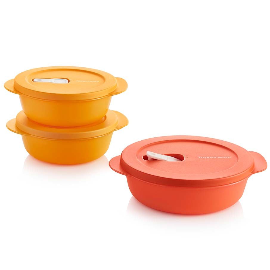 Tupperware Crystalwave Plus 3-pc. Set Brown Microwave Reheatable | ZDTQN0316
