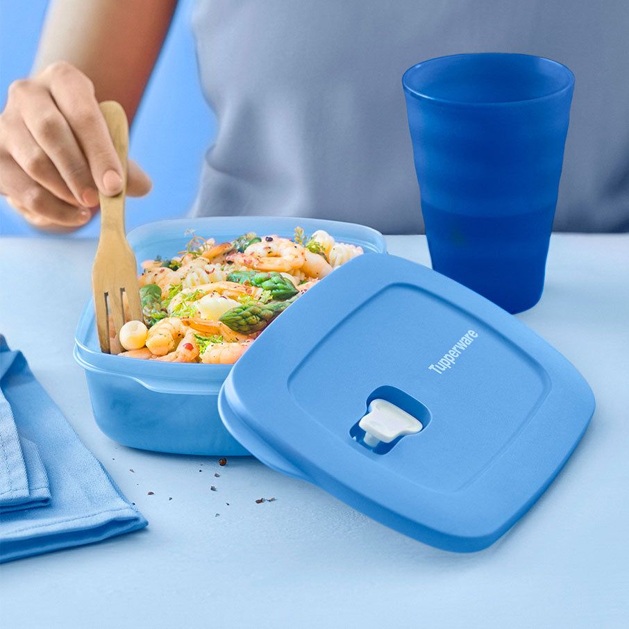 Tupperware Crystalwave Plus 4-cup/1 L Rectangular Cobalt Microwave Reheatable | ZUDBA8329
