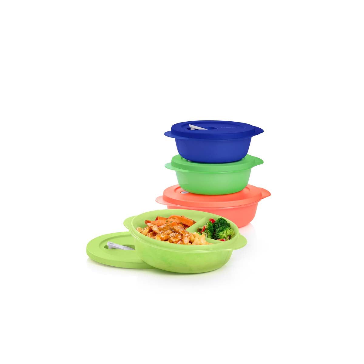 Tupperware Crystalwave Plus 4-pc. Round Set Blue Microwave Reheatable | OVERD0439