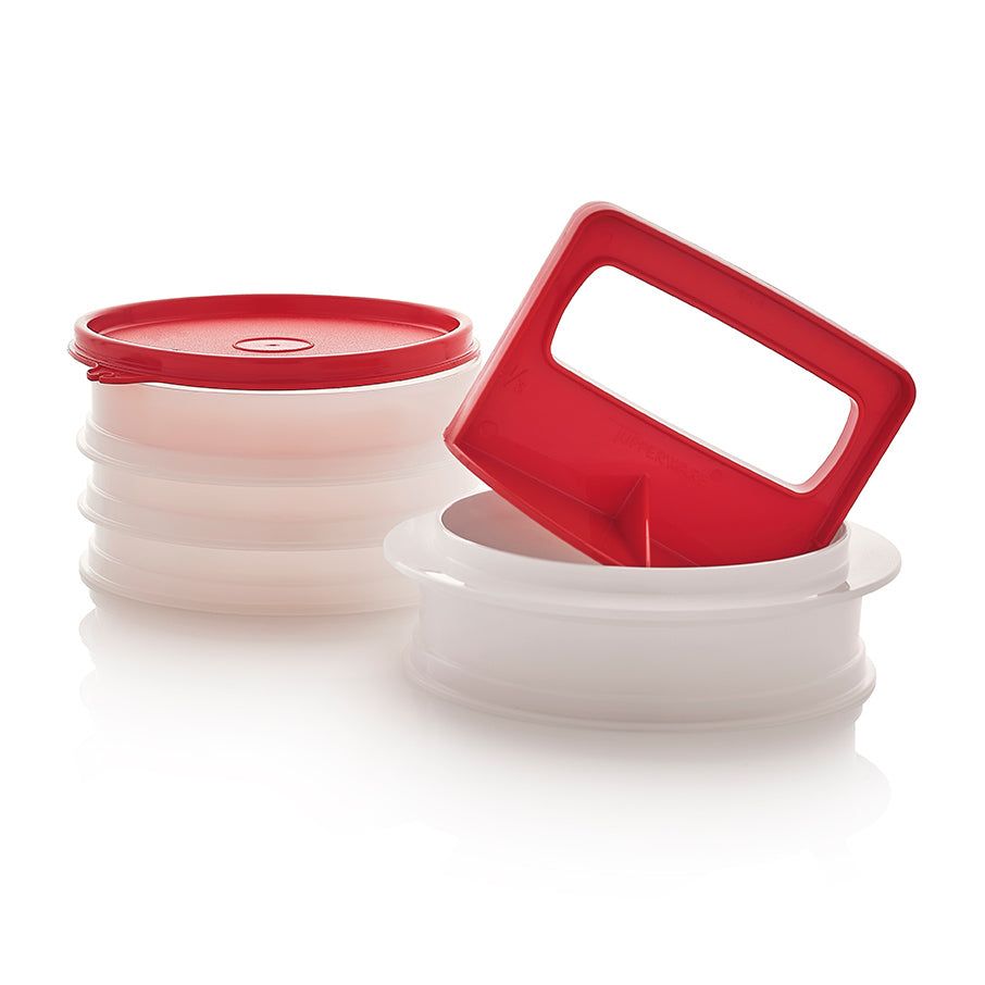 Tupperware Hamburger Press & Keepers Set Freezer Storage | NUZRB0289