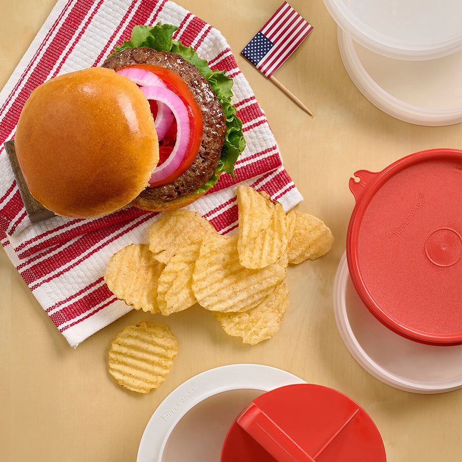 Tupperware Hamburger Press & Keepers Set Freezer Storage | NUZRB0289