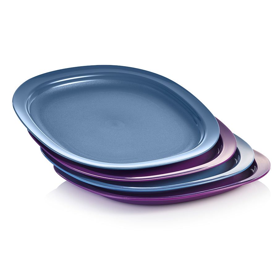 Tupperware Microwave Reheatable Luncheon Plates Blue Plates and Bowls | XCPQI3472