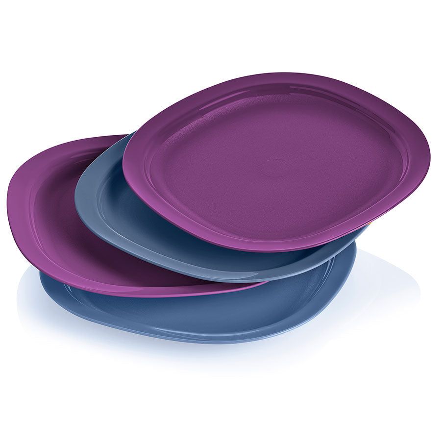 Tupperware Microwave Reheatable Luncheon Plates Blue Plates and Bowls | XCPQI3472