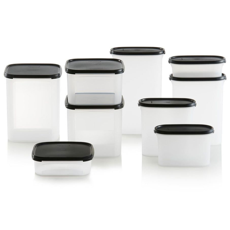 Tupperware Modular Mates Oval & Square Set Black Dry Storage | QYCPT1734