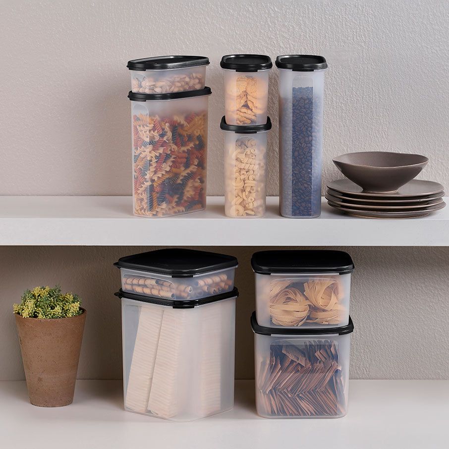 Tupperware Modular Mates Oval & Square Set Black Dry Storage | QYCPT1734
