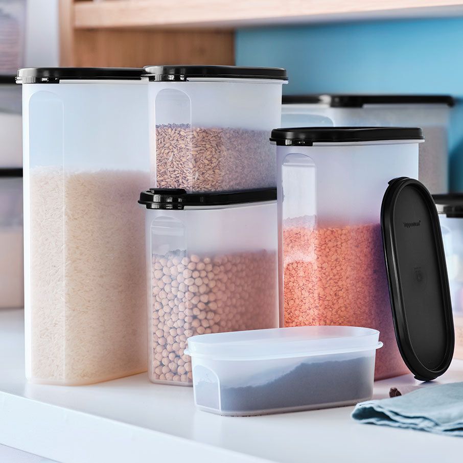 Tupperware Modular Mates Oval & Square Set Black Dry Storage | QYCPT1734