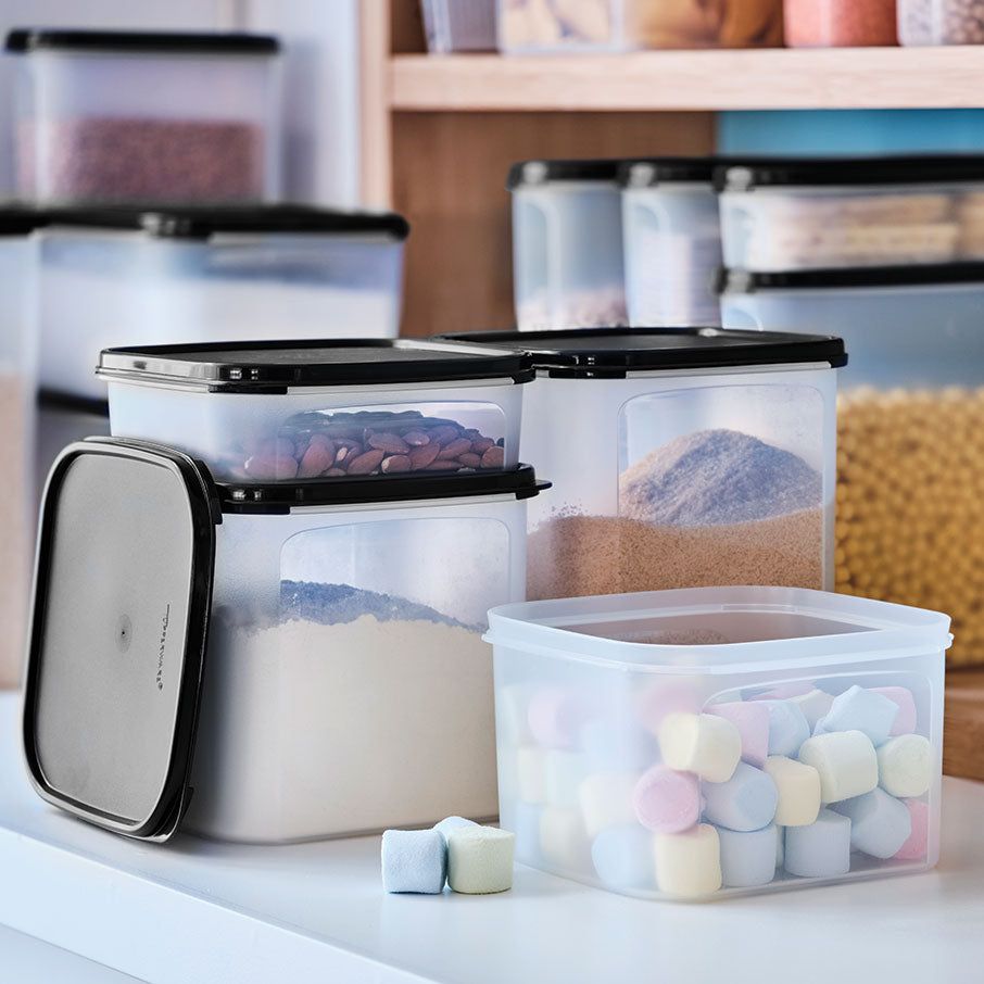 Tupperware Modular Mates Oval & Square Set Black Dry Storage | QYCPT1734