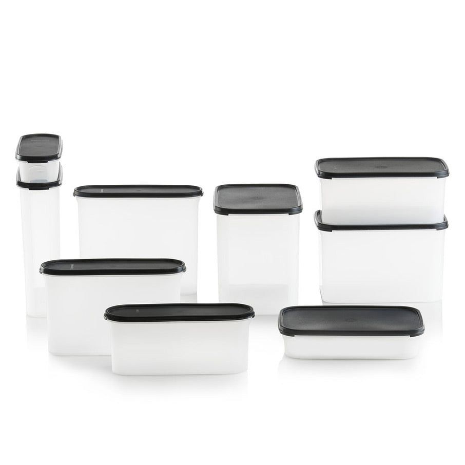 Tupperware Modular Mates Super Oval & Rectangular Set Black Dry Storage | EIWCP3094