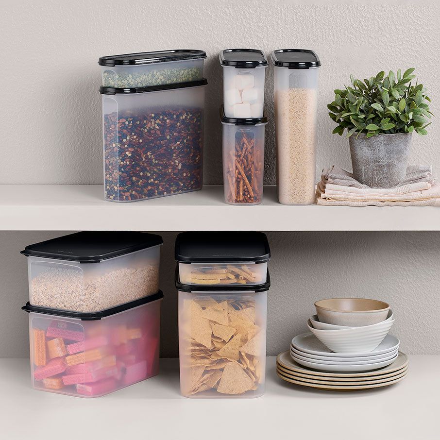 Tupperware Modular Mates Super Oval & Rectangular Set Black Dry Storage | EIWCP3094
