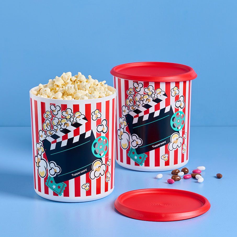 Tupperware One Touch Movie Night Canisters Red / White Dry Storage | NCIHU7483