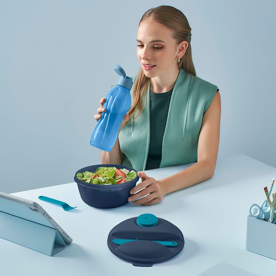 Tupperware Salad On The Go Set Peacock Lunch and Snacks | AXHJD3250