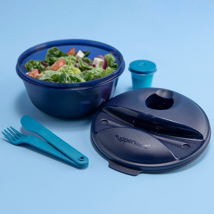 Tupperware Salad On The Go Set Peacock Lunch and Snacks | AXHJD3250