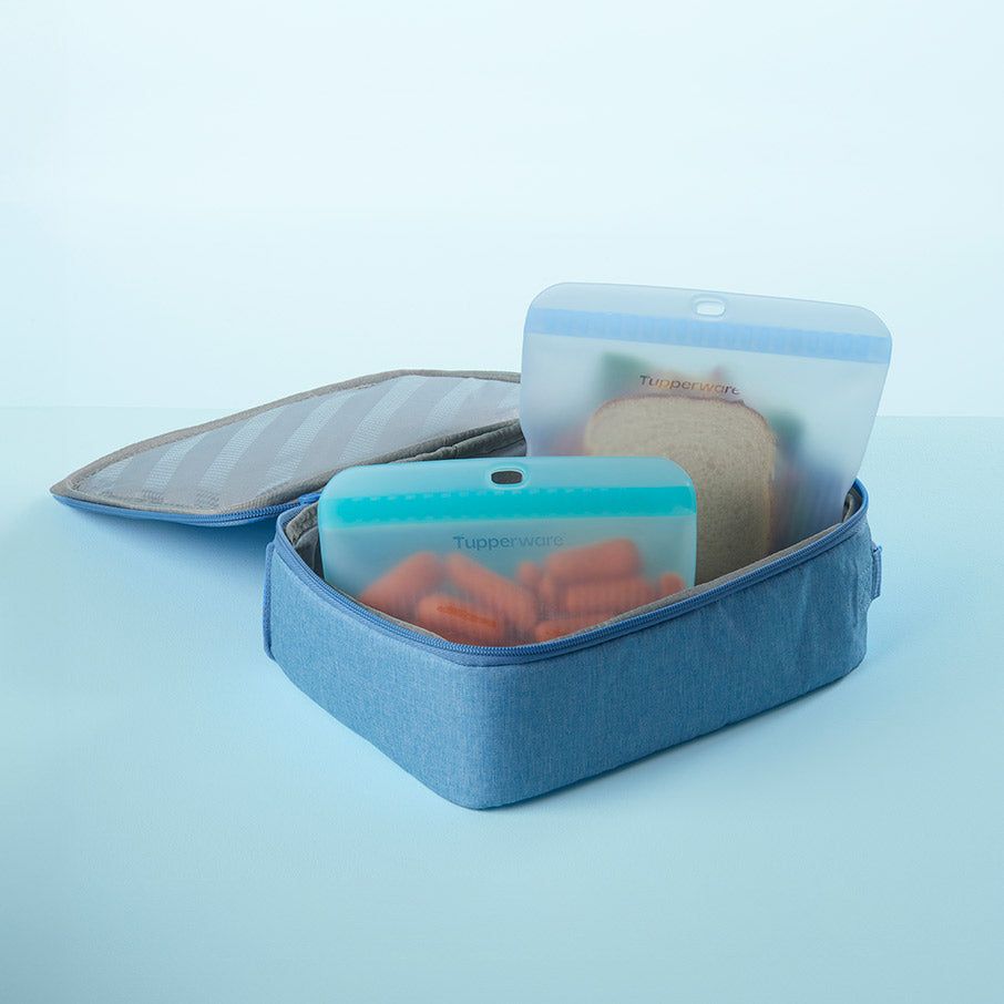 Tupperware The Ultimate Silicone Bag Slim Lunch Set Turquoise / White Refrigerator Storage | ZXMWD5109