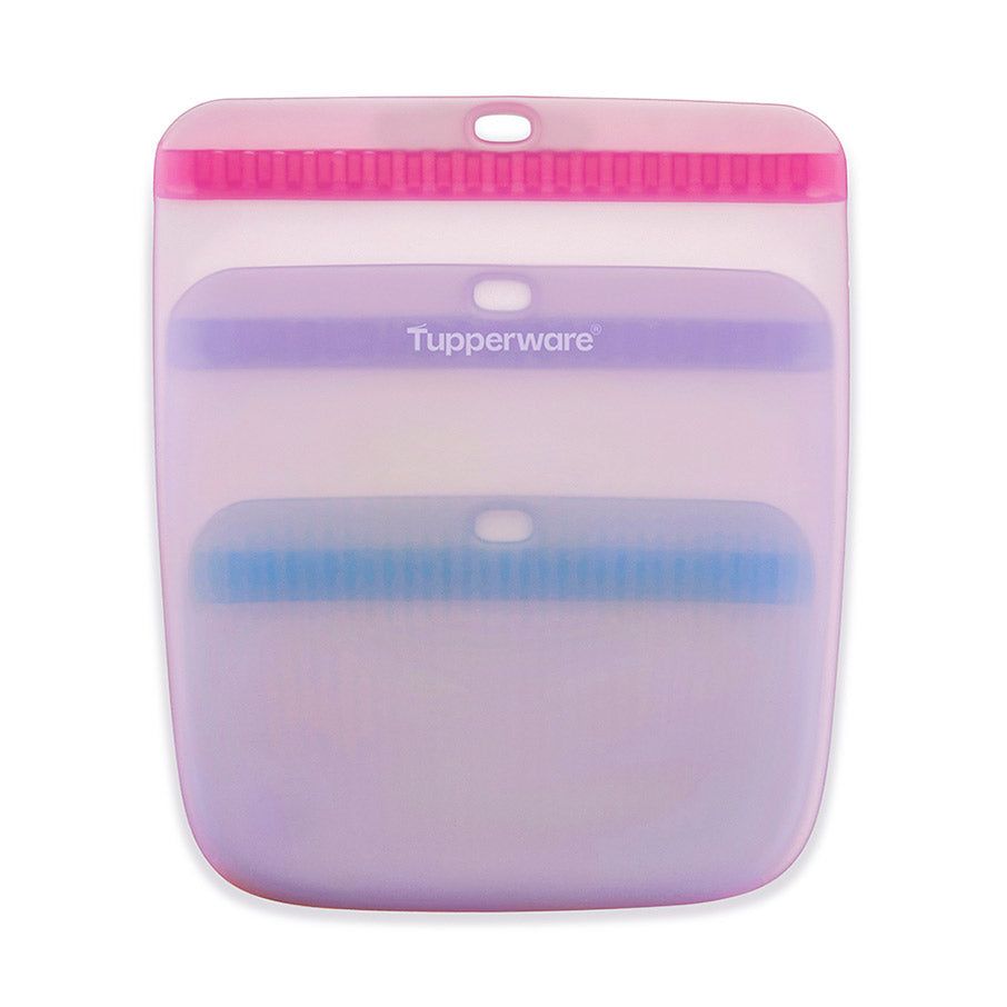 Tupperware The Ultimate Silicone Slim Bag Set Turquoise / White Freezer Storage | PDLCI5746