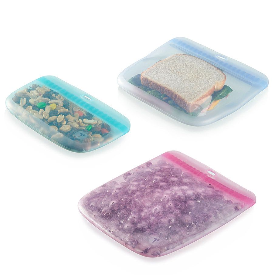 Tupperware The Ultimate Silicone Slim Bag Set Turquoise / White Freezer Storage | PDLCI5746