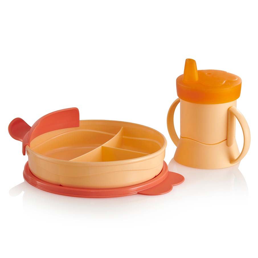 Tupperware Tupperkids Feeding Set Coral / Orange Plates and Bowls | YAGTB3468