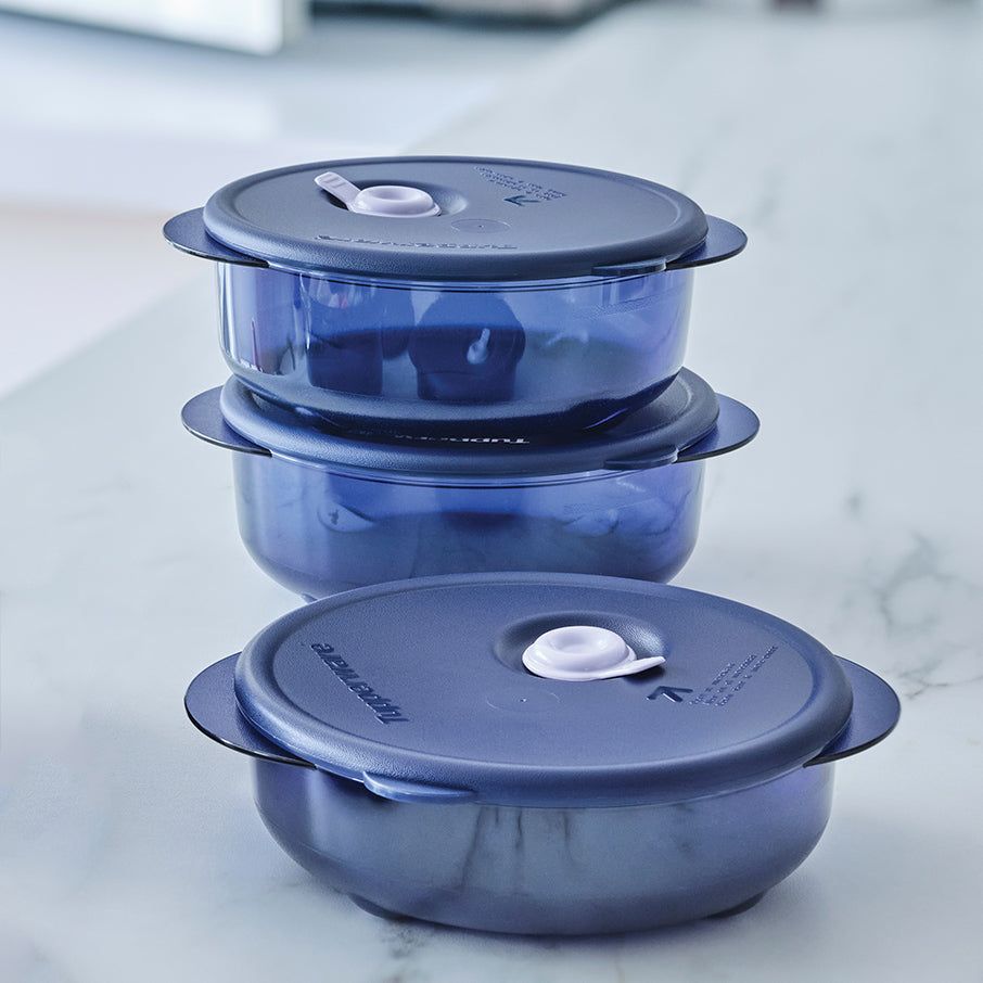 Tupperware Vent 'N Serve 3-pc. Small Round Set Nocturnal Sea Freezer Storage | LZTYA0381